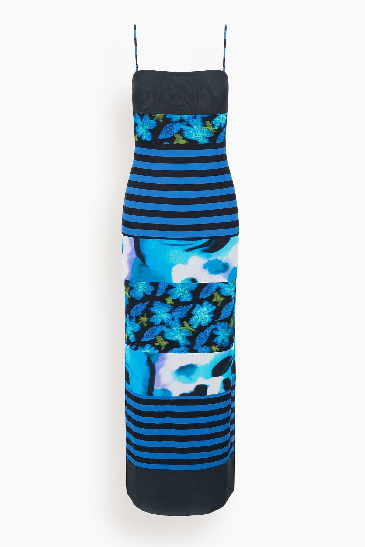Leona Dress in Blue Haze Multi by STAUD