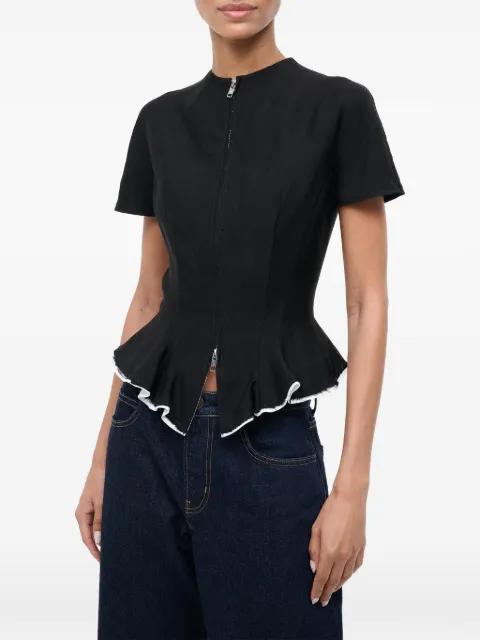 Maelle ruffled zip-up top by STAUD