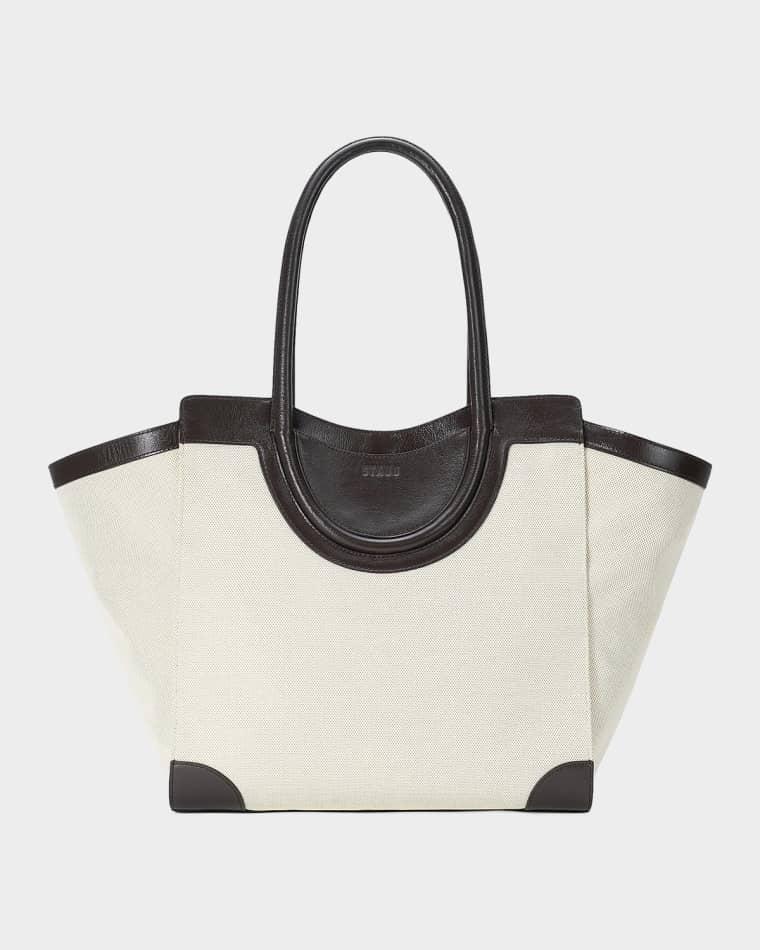 Maude Leather-Trim Canvas Tote Bag by STAUD