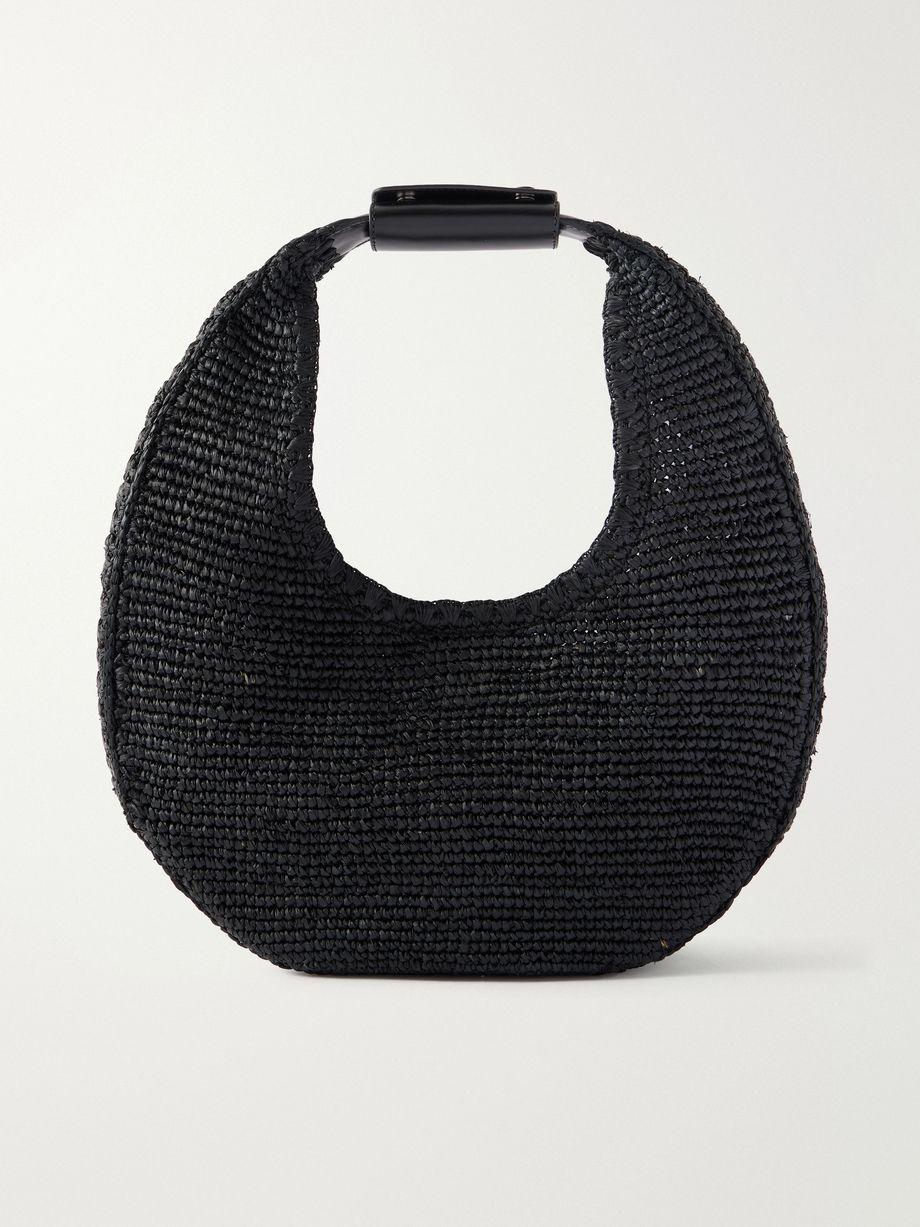 Moon large leather-trimmed raffia tote by STAUD