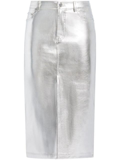 Oaklyn metallic-effect midi skirt by STAUD