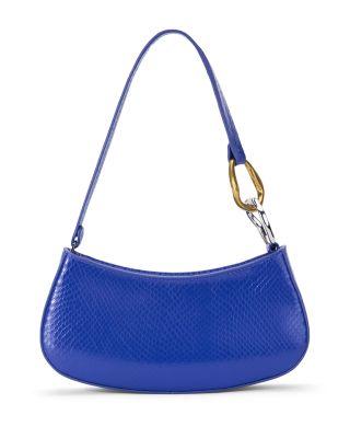 Ollie Snake Embossed Leather Shoulder Bag by STAUD