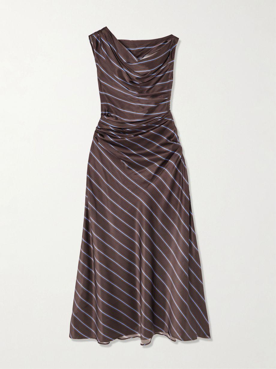 Phare draped striped stretch-silk midi dress by STAUD