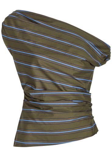Phare striped asymmetric stretch-cotton top by STAUD