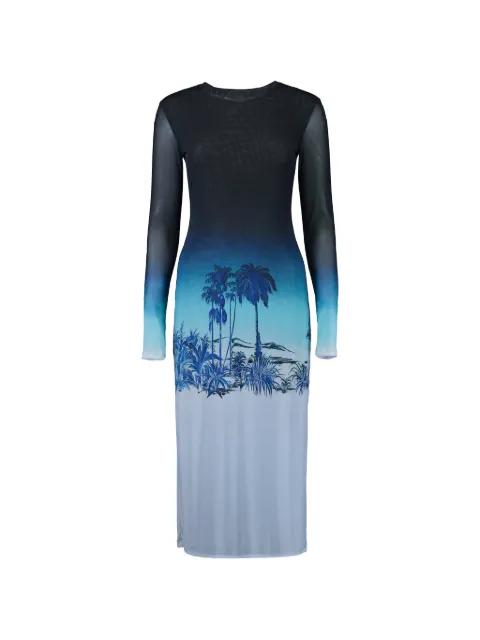 Raven long-sleeve print midi dress by STAUD