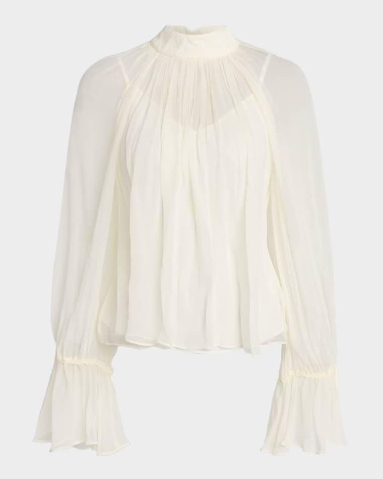 Roux Chiffon High-Neck Top by STAUD