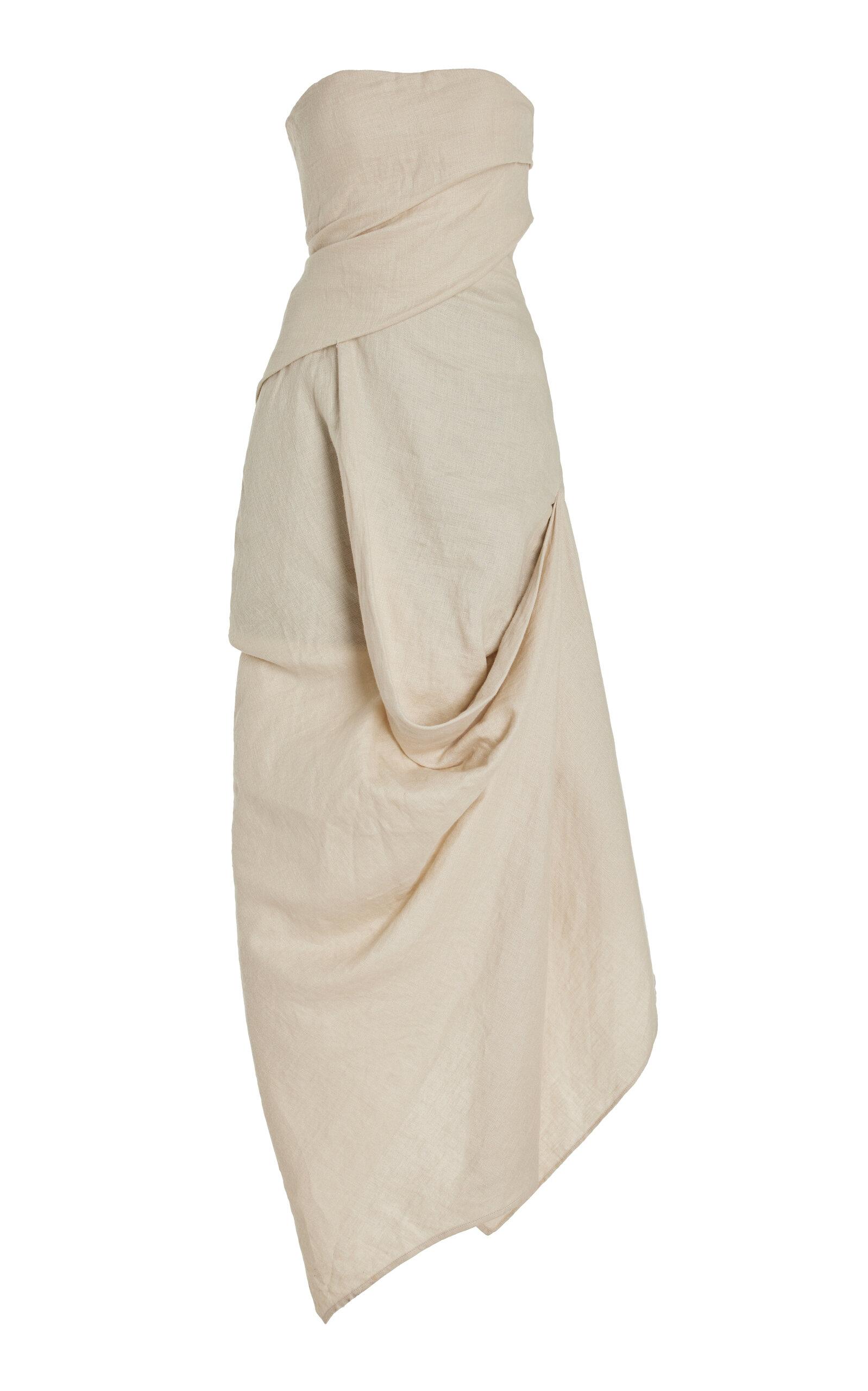 STAUD - Caravaggio Draped Linen Maxi Dress - Neutral - - Moda Operandi by STAUD STAUD - Caravaggio Draped Linen Maxi Dress - Neutral - - Moda Operandi by STAUD