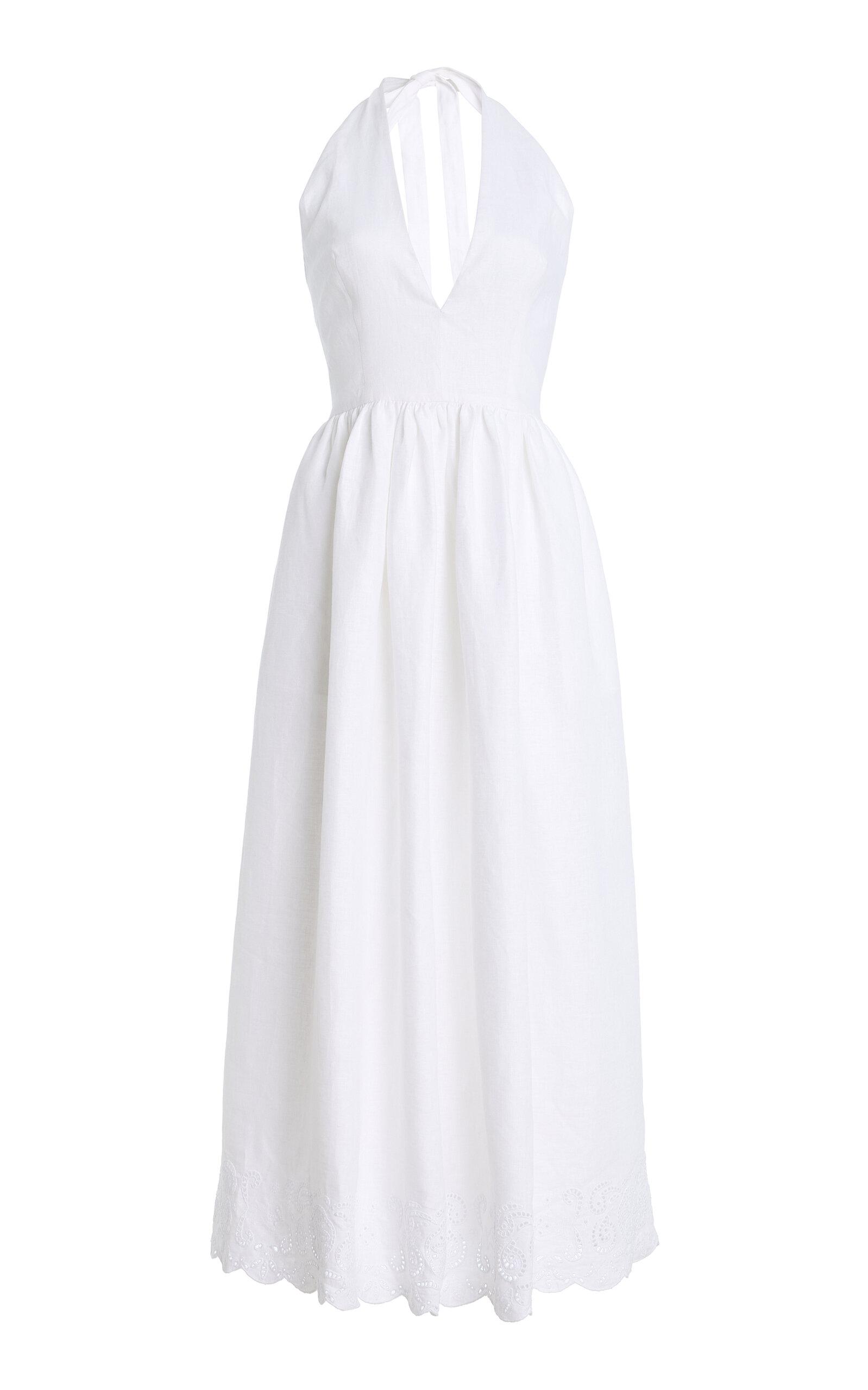 STAUD Grazia Linen Midi Halter Dress - Moda Operandi by STAUD