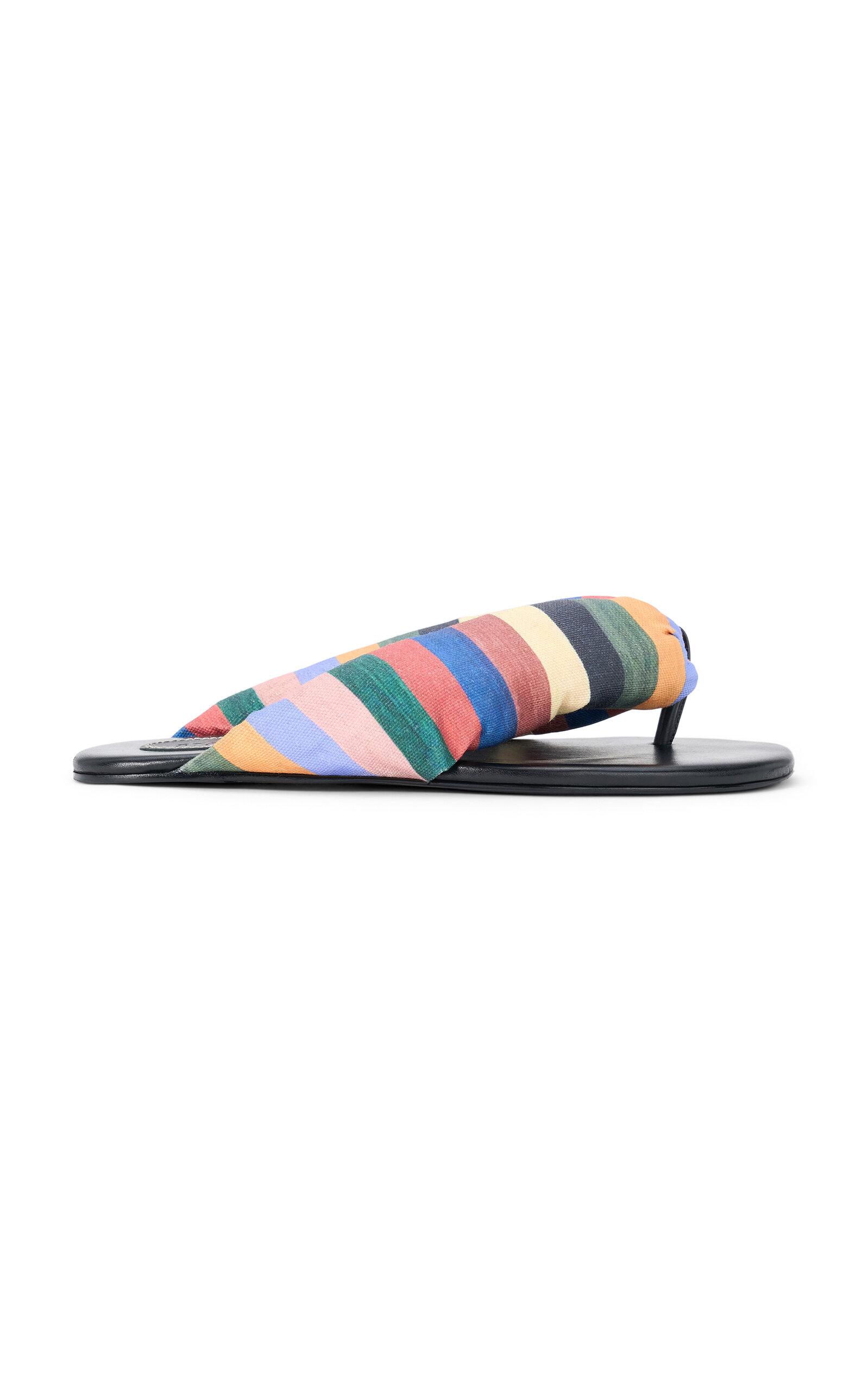 STAUD Juno Thong Cotton-Leather Sandals - Moda Operandi by STAUD