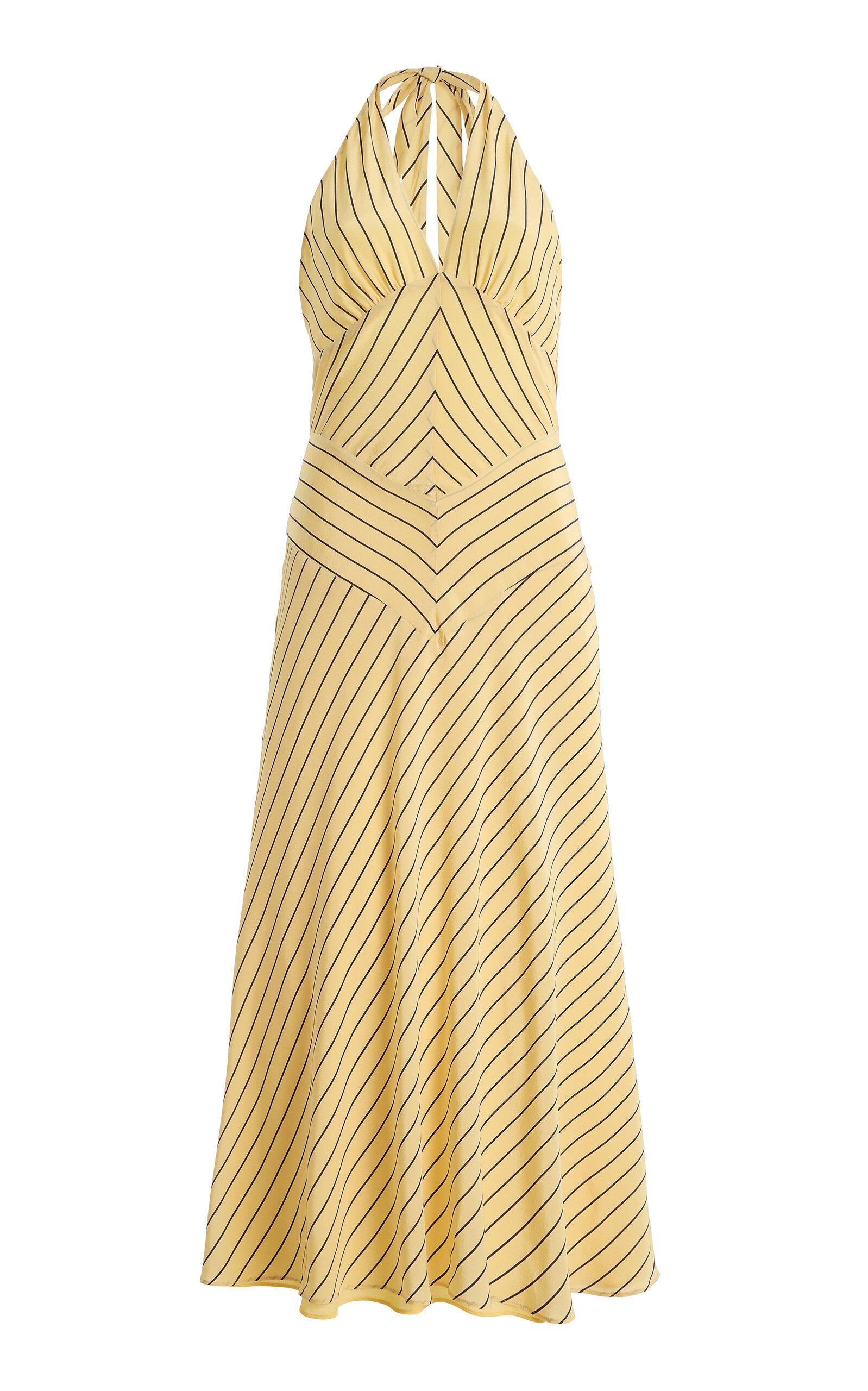 STAUD Louise Striped Silk Midi Dress - Moda Operandi by STAUD