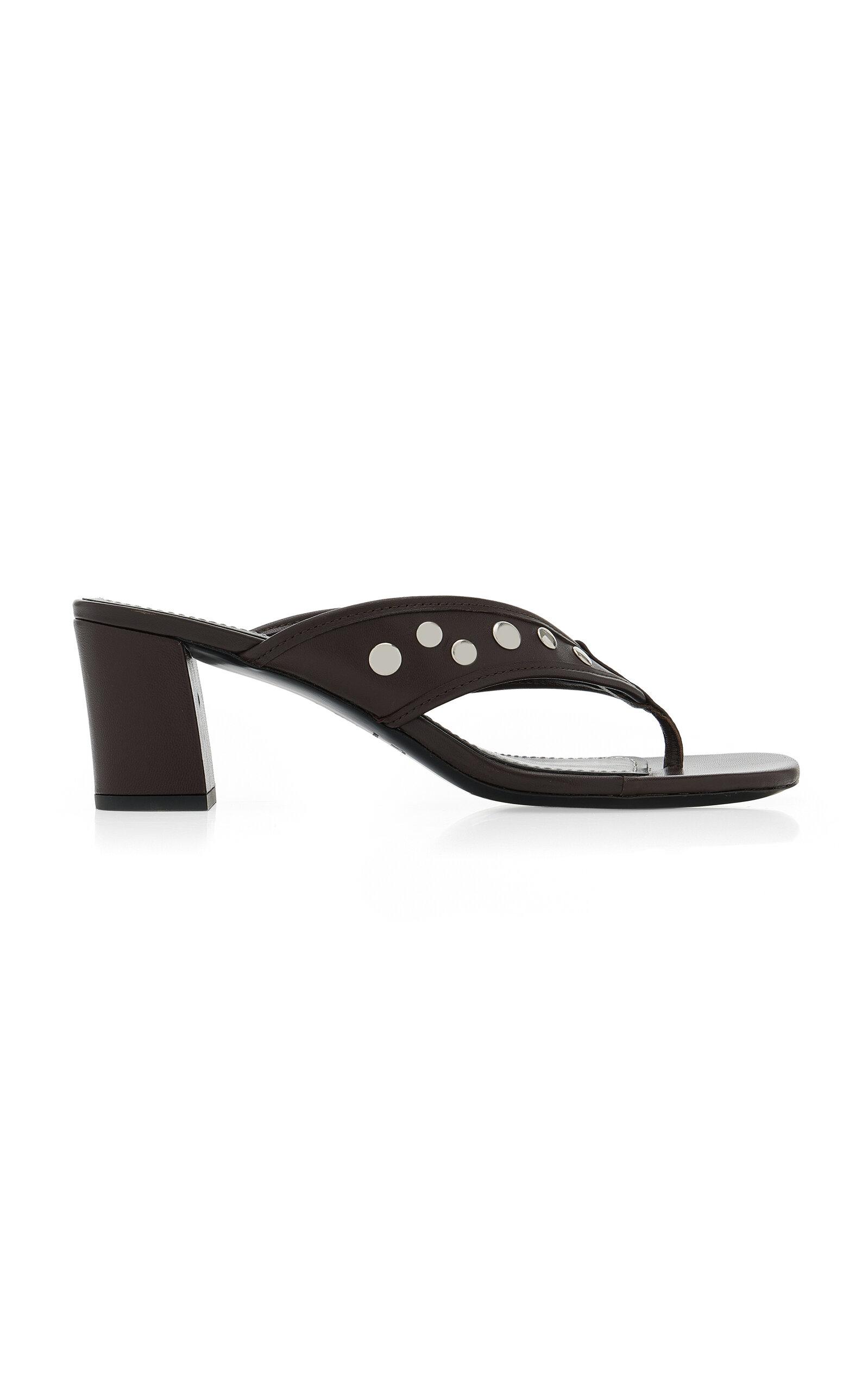 STAUD Nova Studded Leather Thong Sandals - Moda Operandi by STAUD