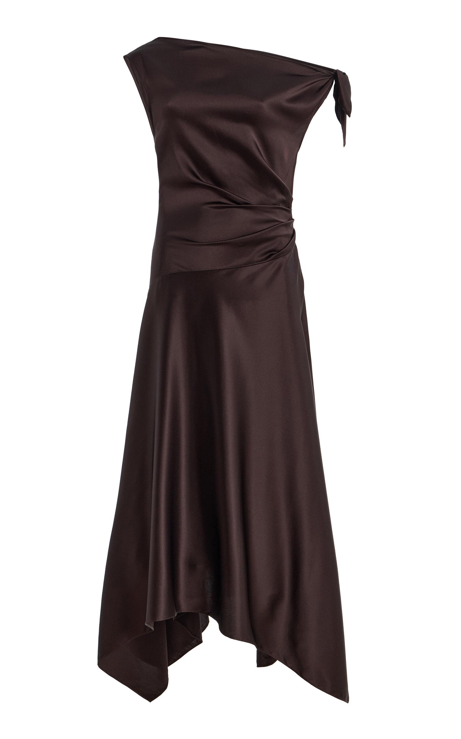 STAUD Portia Silk-Blend Midi Dress - Moda Operandi by STAUD