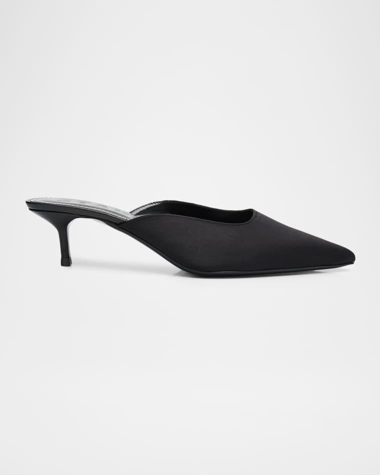 Sebastian Satin Kitten-Heel Mules by STAUD