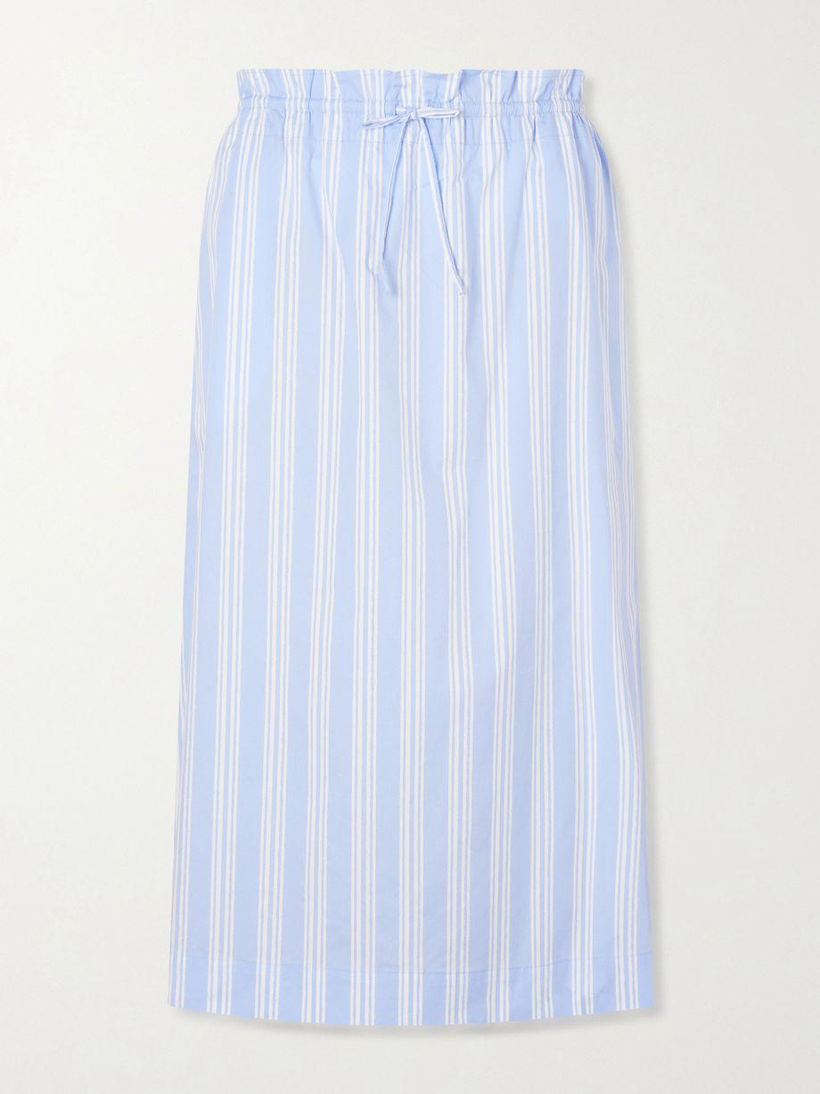 Shore striped cotton-blend poplin midi skirt by STAUD