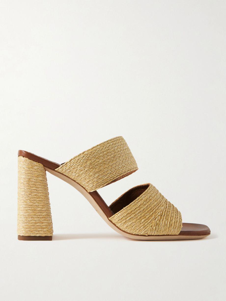 Skylar leather-trimmed raffia sandals by STAUD