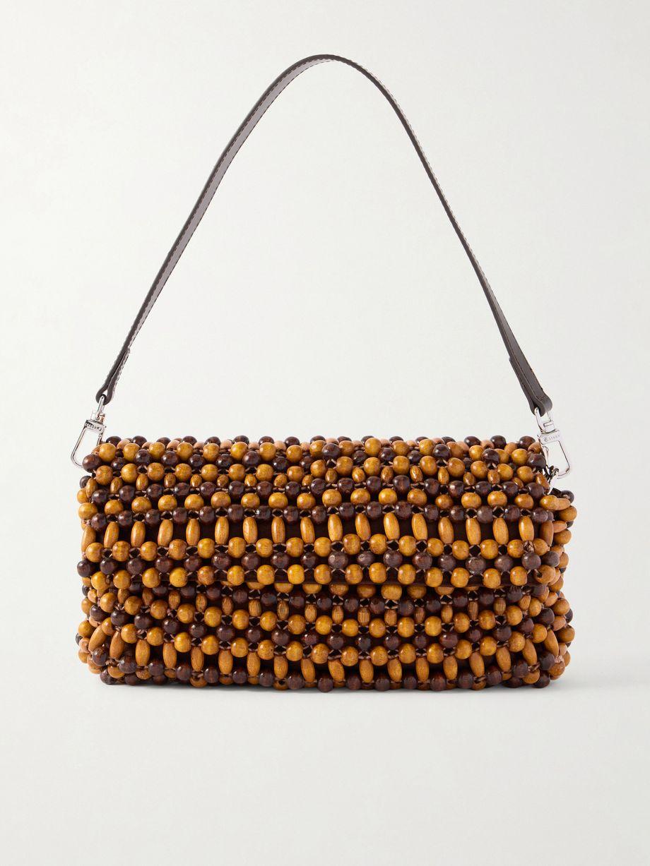 Timmy wooden-beaded shoulder bag by STAUD
