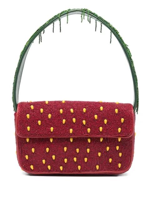 Tommy beaded strawberry-motif shoulder bag by STAUD