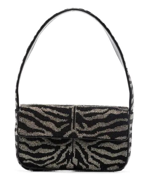 Tommy beaded-zebra pattern shoulder bag by STAUD