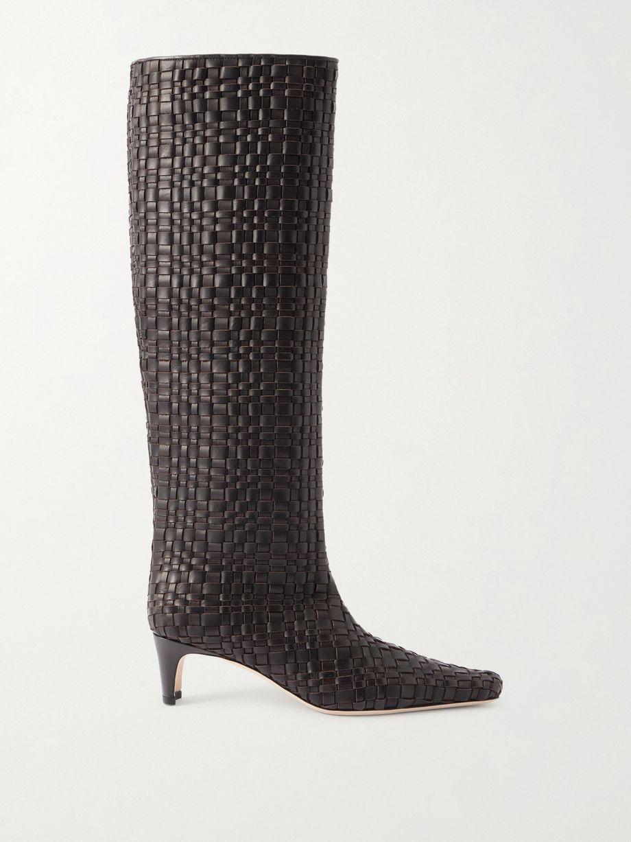 Wally woven leather knee boots by STAUD