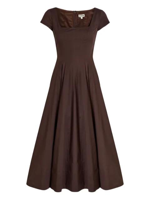 Wells square-neck A-line midi dress by STAUD