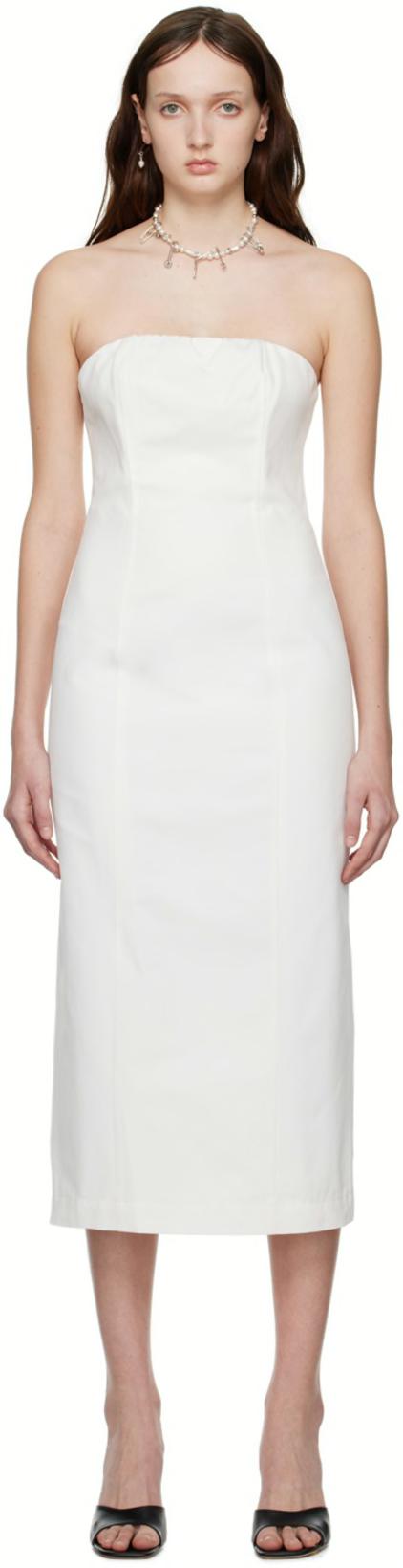 White Daniela Midi Dress by STAUD