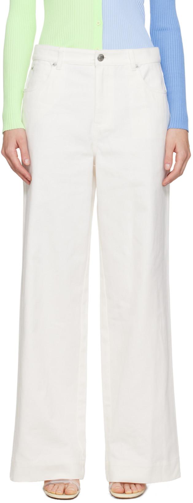 White Grayson Denim Trousers by STAUD