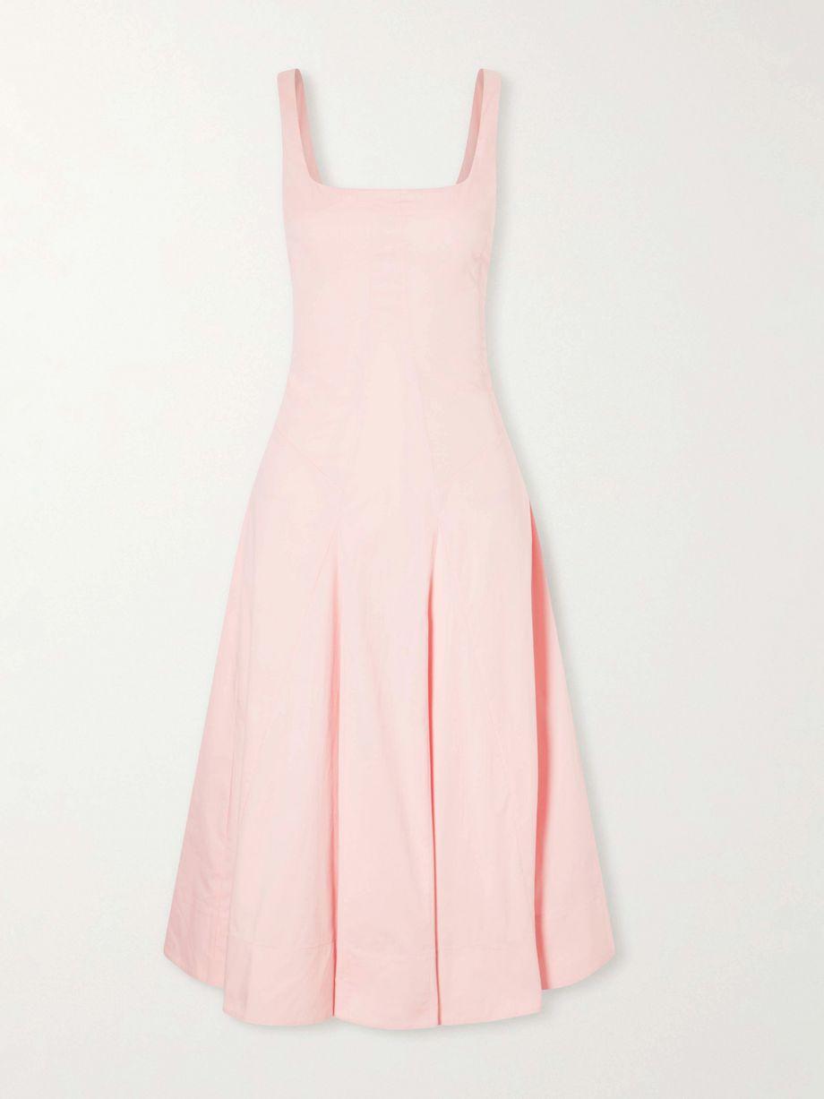 Willow pleated cotton-blend midi dress by STAUD