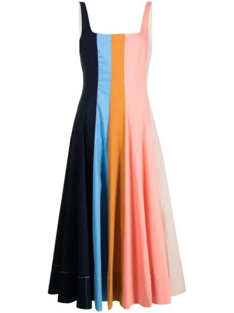 all-over stripe-print dress by STAUD