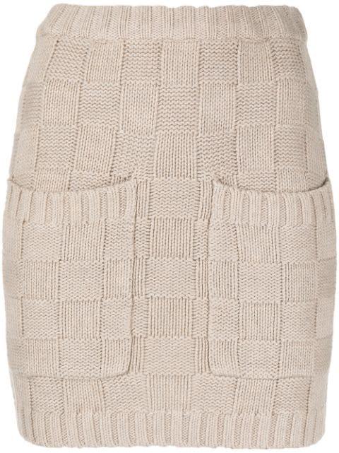 check-pattern knitted skirt by STAUD