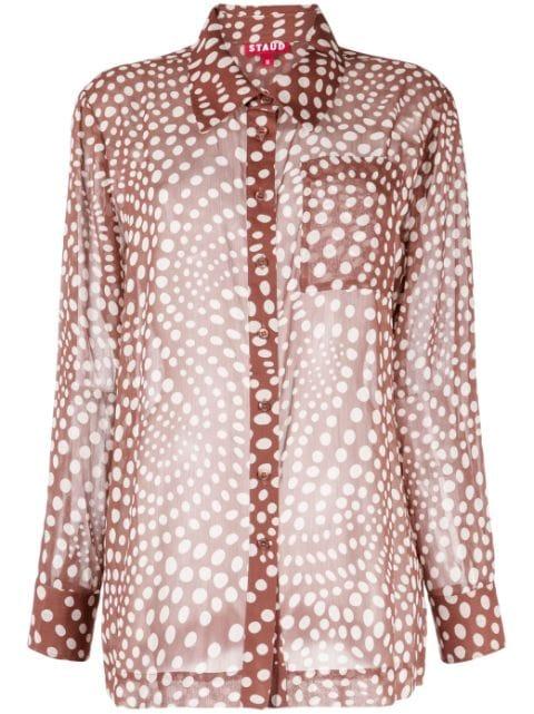 graphic-print semi-sheer shirt by STAUD