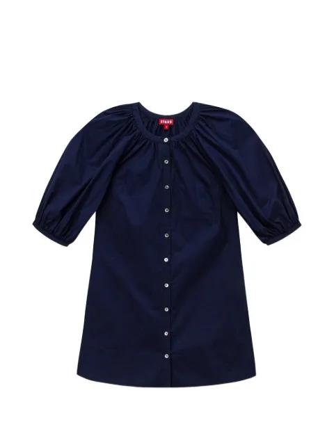 puffed-sleeve button-fastening mini dress by STAUD