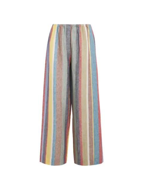 striped bonfire linen trousers by STAUD