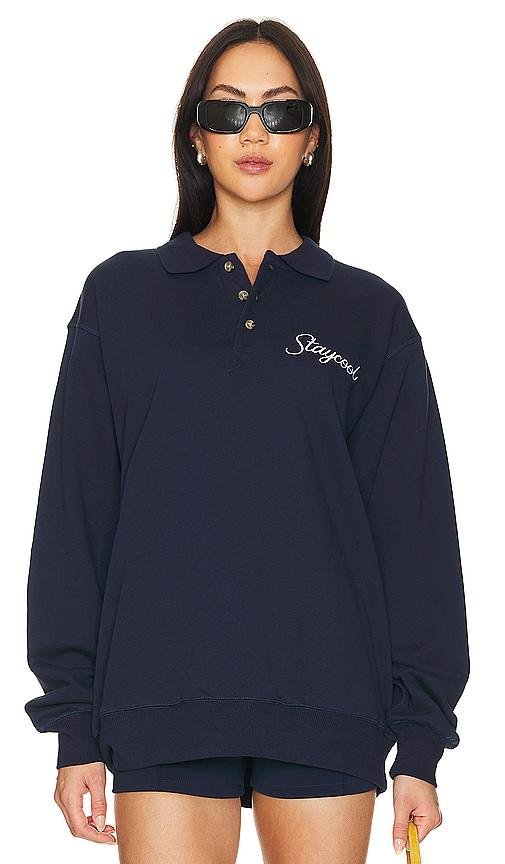 Stay Cool Script Sweater Polo in Blue by STAY COOL