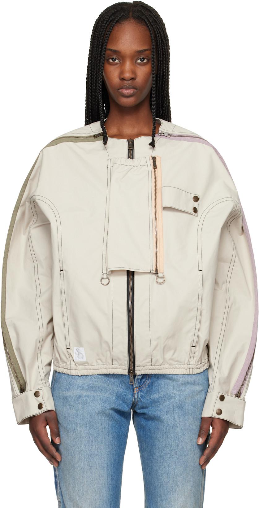 Beige Airshow Windbreaker Jacket by STEFAN COOKE