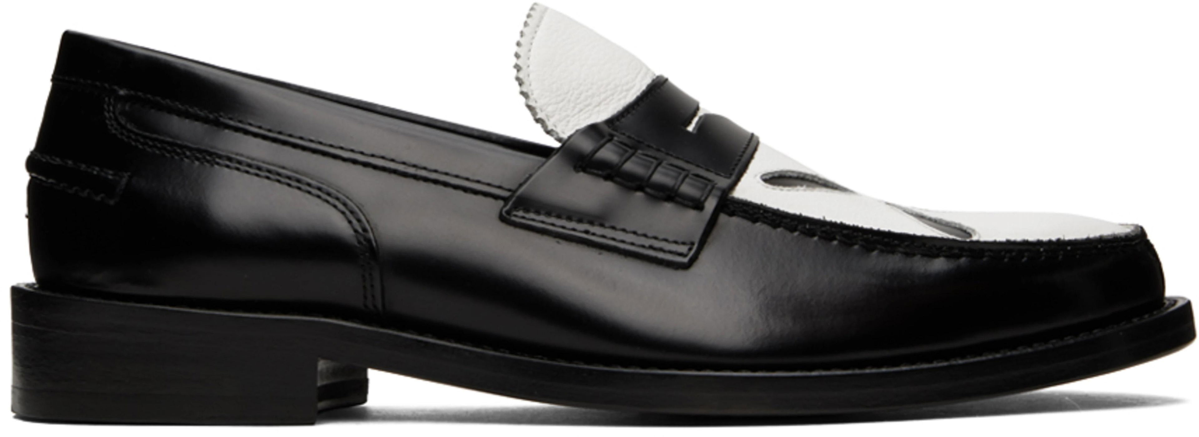 Black & White Slashed Loafers by STEFAN COOKE