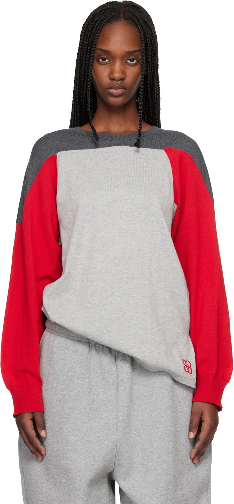 Gray & Red Liniebacker Sweater by STEFAN COOKE