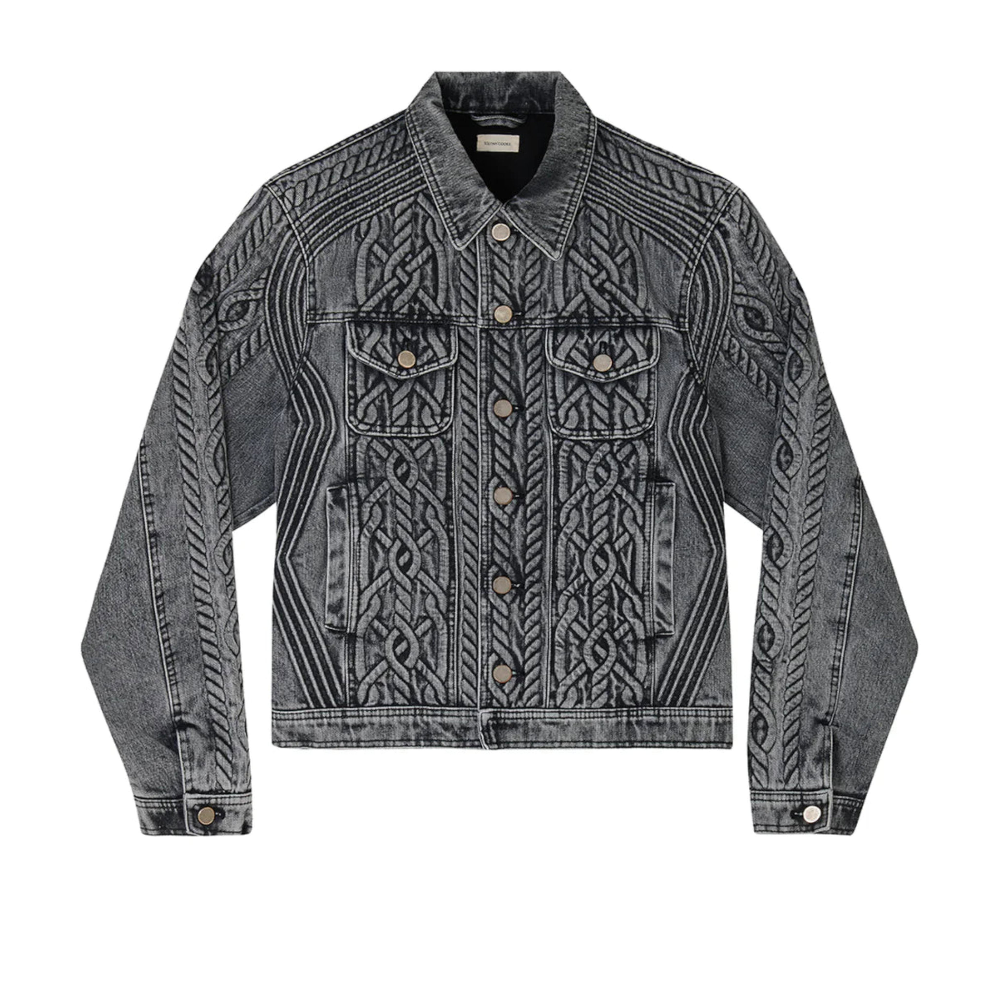 Stefan Cooke - Cable Corded Trucker Jacket - (Superwashed Black) by STEFAN COOKE