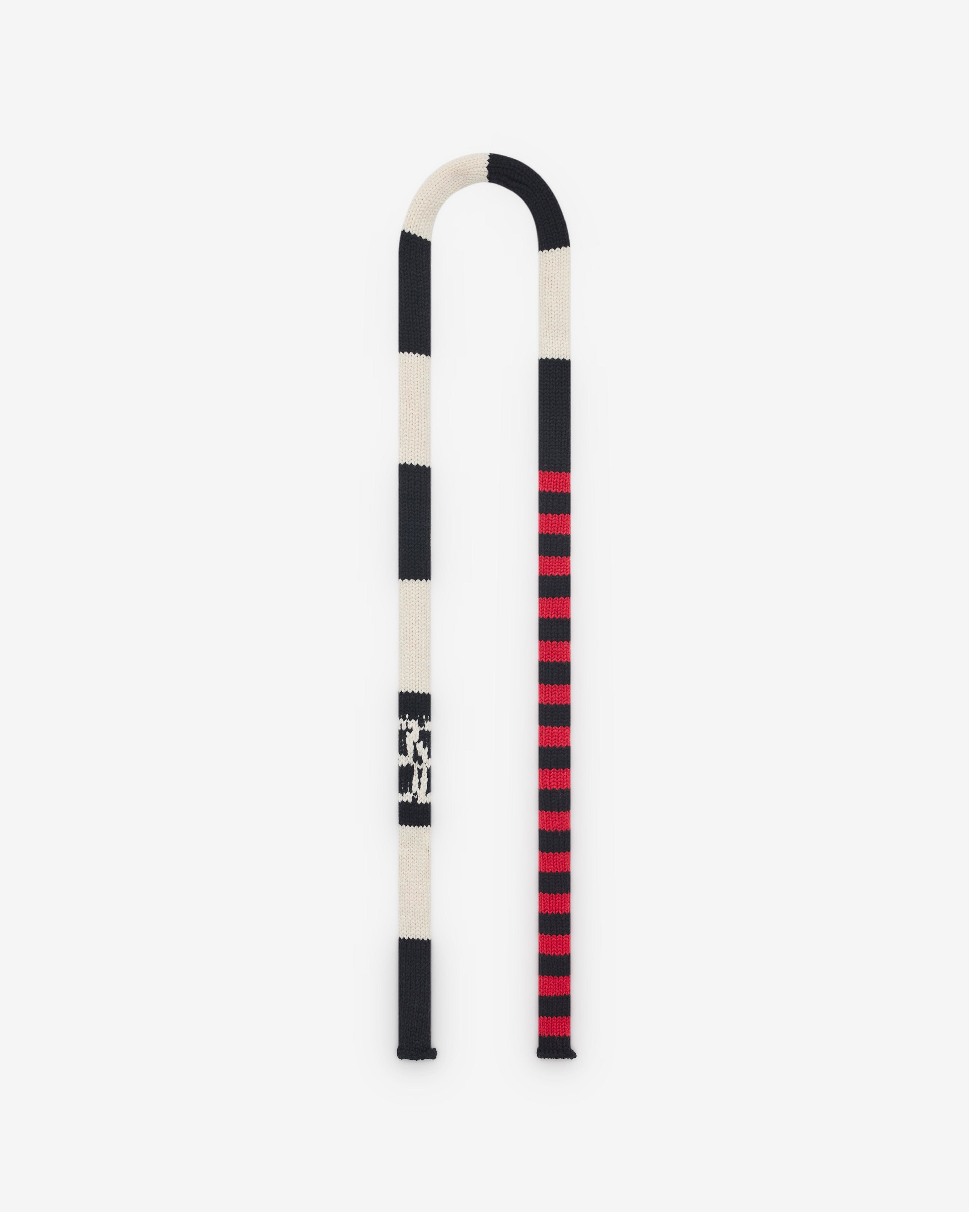 Stefan Cooke - Men’s Striped Knit Scarf - (Black/Red) by STEFAN COOKE