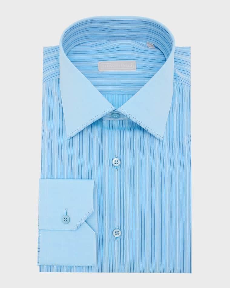 Men's Cotton Stripe Dress Shirt by STEFANO RICCI