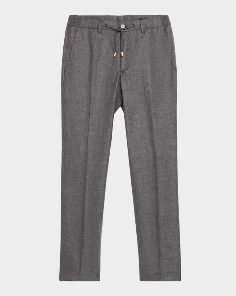 Men's Drawstring Straight-Leg Sport Trousers by STEFANO RICCI