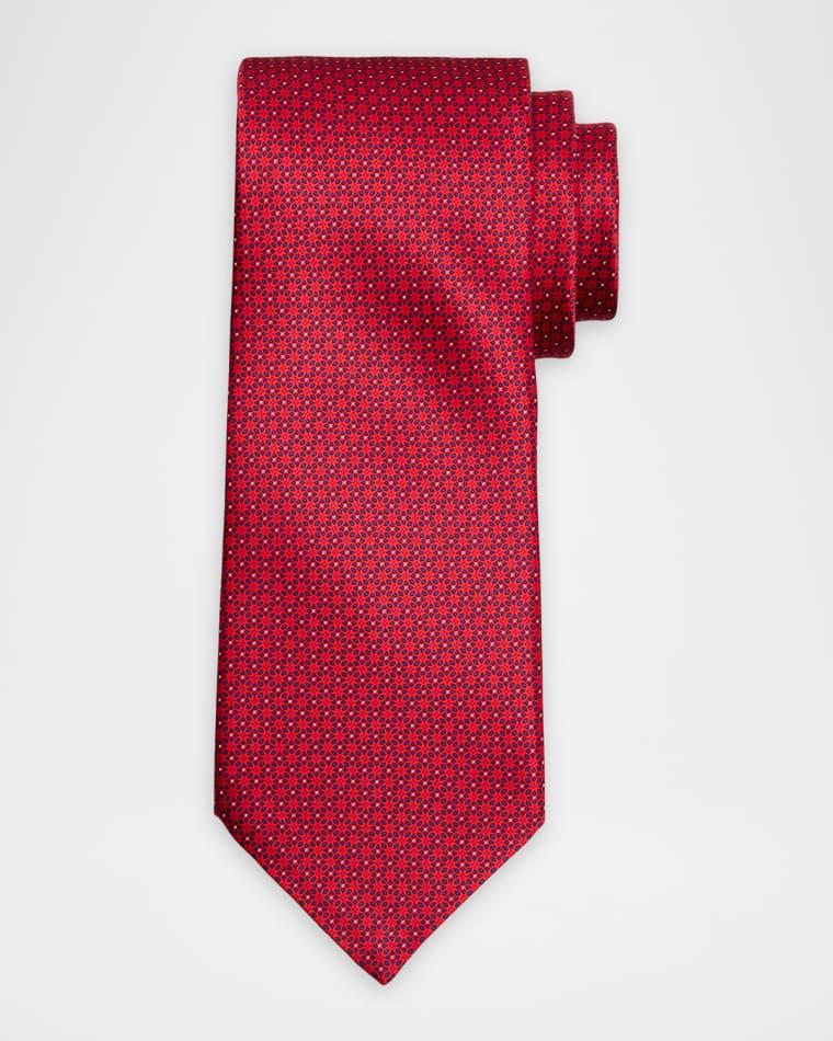 Men's Floral Grid Silk Tie by STEFANO RICCI