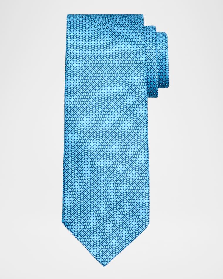 Men's Floral Grid Silk Tie by STEFANO RICCI