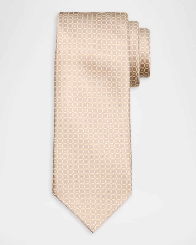 Men's Geometric Circle Jacquard Silk Tie by STEFANO RICCI