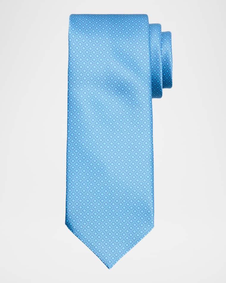 Men's Geometric Floral Woven Silk Tie by STEFANO RICCI