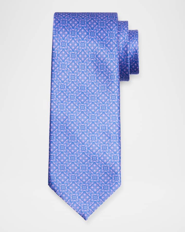 Men's Geometric Medallion Silk Tie by STEFANO RICCI