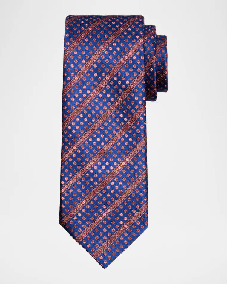 Men's Geometric Stripe Silk Tie by STEFANO RICCI