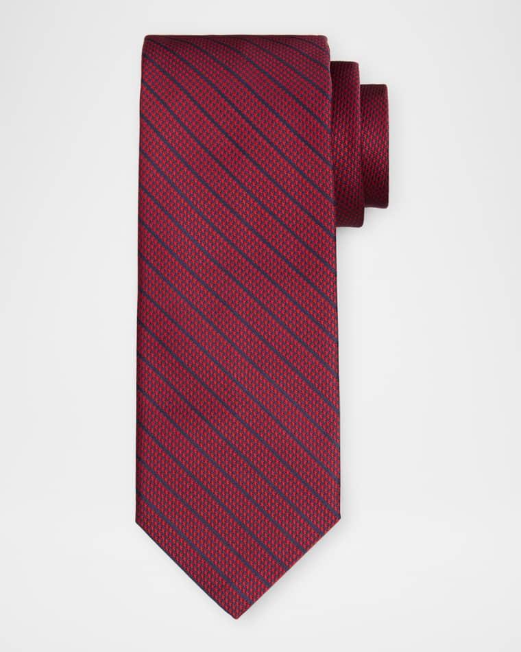 Men's Houndstooth Diagonal Stripe Silk Tie by STEFANO RICCI