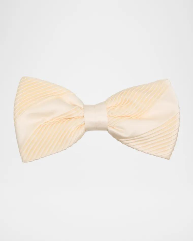 Men's Mini Pleat Diagonal Stripes Silk Bow Tie by STEFANO RICCI