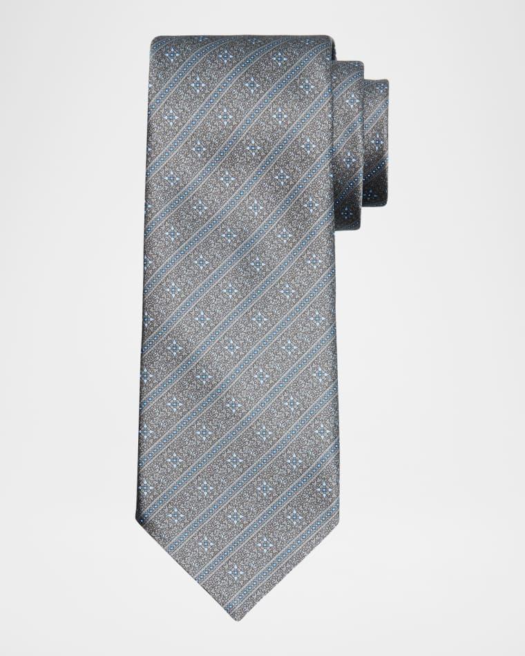 Men's Paisley Stripe Silk Tie by STEFANO RICCI