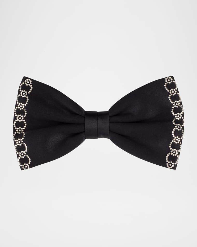 Men's Silk Bow Tie with Crystal-Trim by STEFANO RICCI